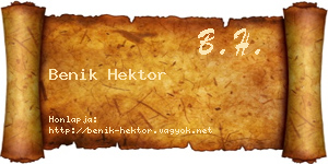 Benik Hektor névjegykártya